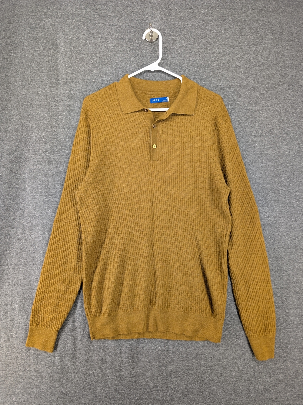 Apt. 9 Men's Mustard Knit Polo Sweater